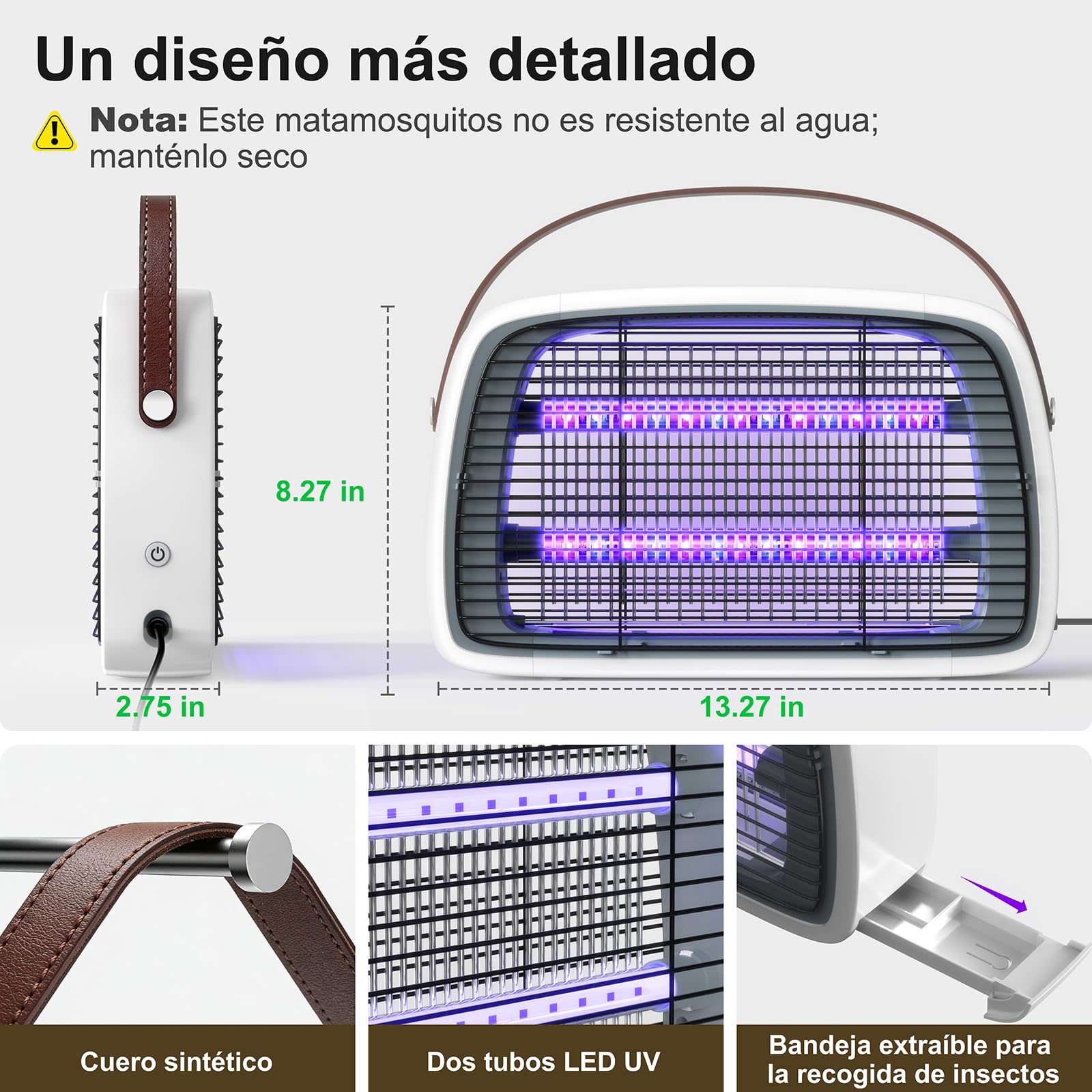 Lámpara Antimosquitos 4200V, 2x20W LED, Mata Mosquitos Eléctrico y Antimosquitos Eléctrico Silencioso, con Bandeja Extraíble – para Interior,y Exteriores. Hogar, Dormitorio, Cocina, Salón