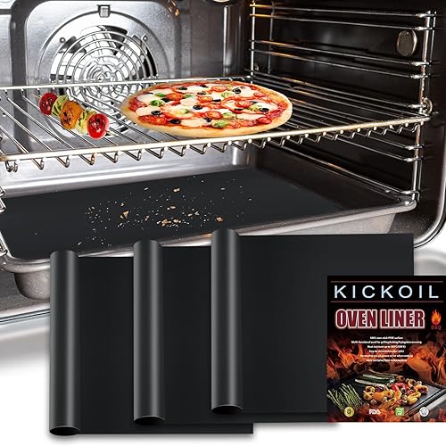 Miniatura 10 de Revestimientos de horno para la parte inferior del horno, paquete de 3 tapetes de teflón antiadherentes grandes y gruesos para la parte inferior del