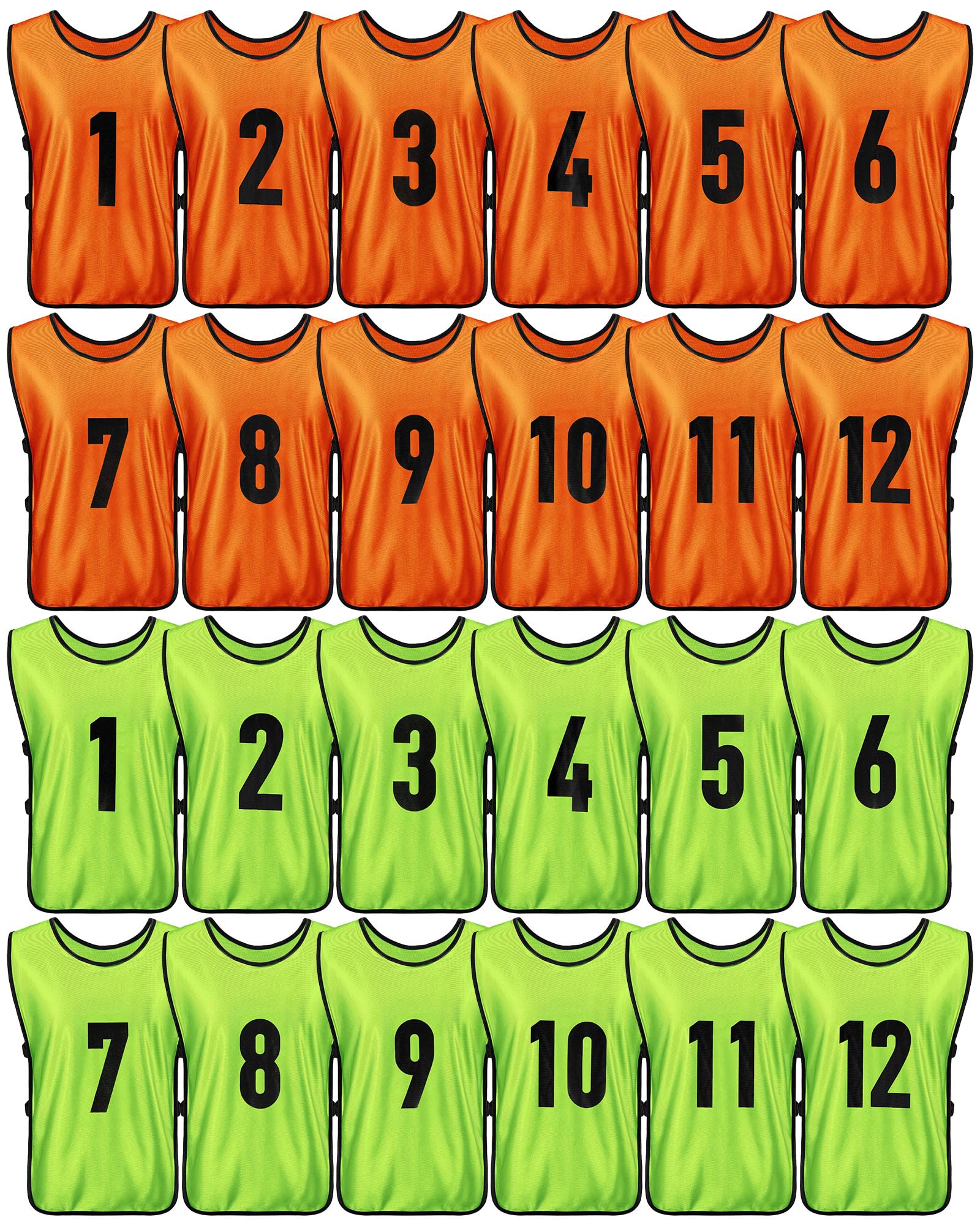 Yahenda 24 Pcs Soccer Pinnies Numbered Vests Adult