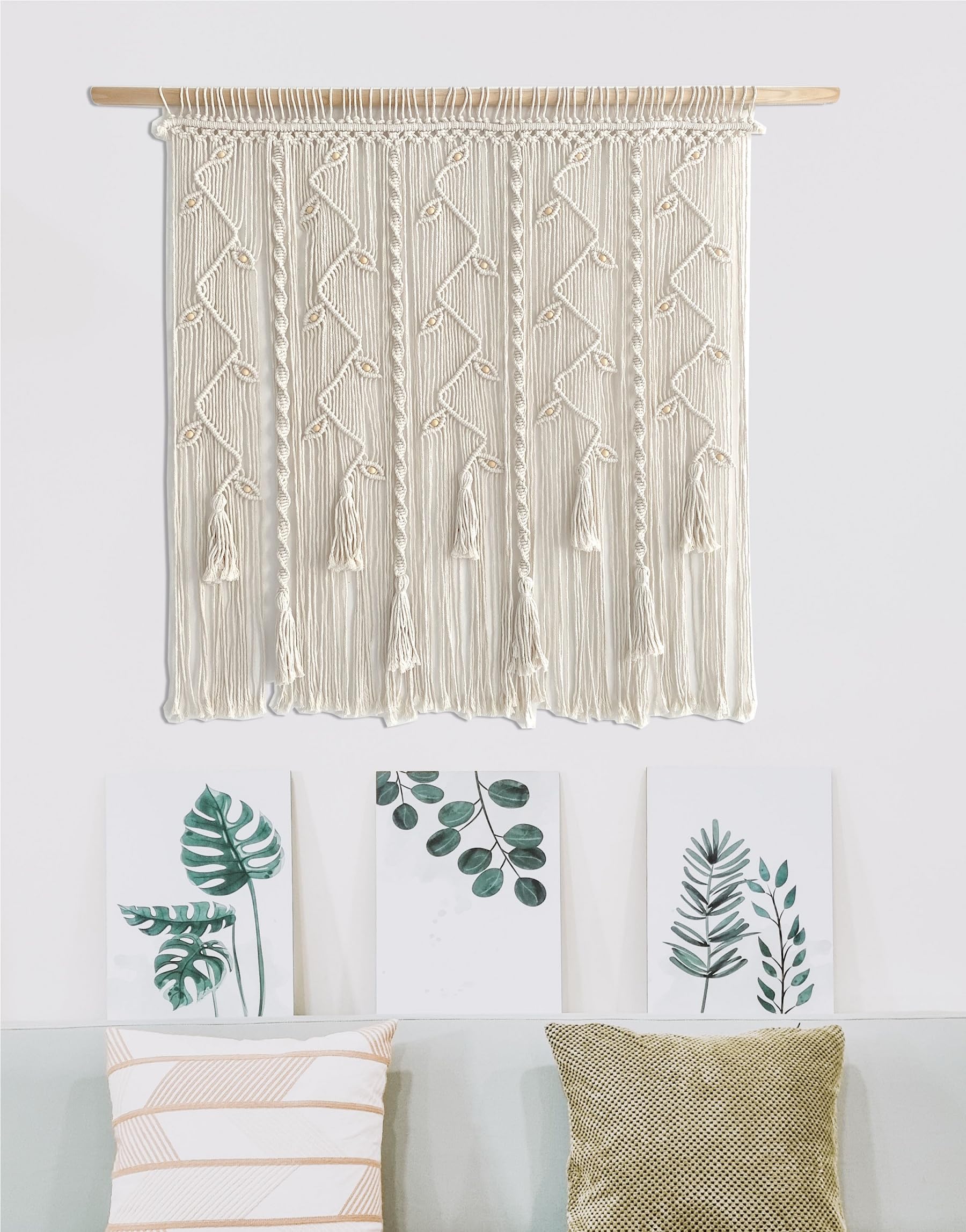 Boho Macrame Door Curtain - 79"L X 35"W Handmade Cotton Window Hanging, Room Divider, Wedding Backdrop, Bohemian Wall Decor - View #5