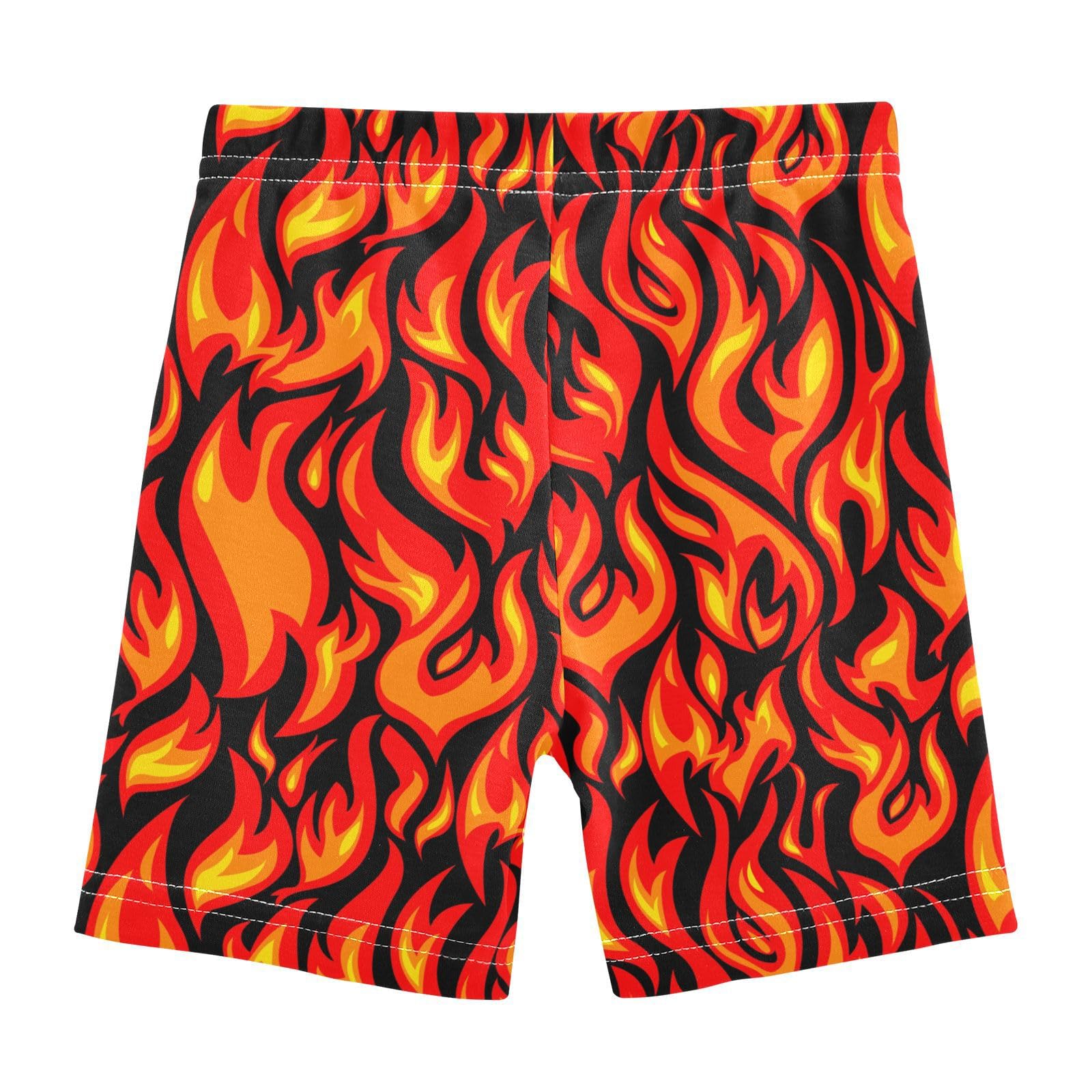 JHKKU Girls Flame Shorts Cotton Cartwheel Bike Kids Biker Under Dress Dance Short Girl Clothes 6T