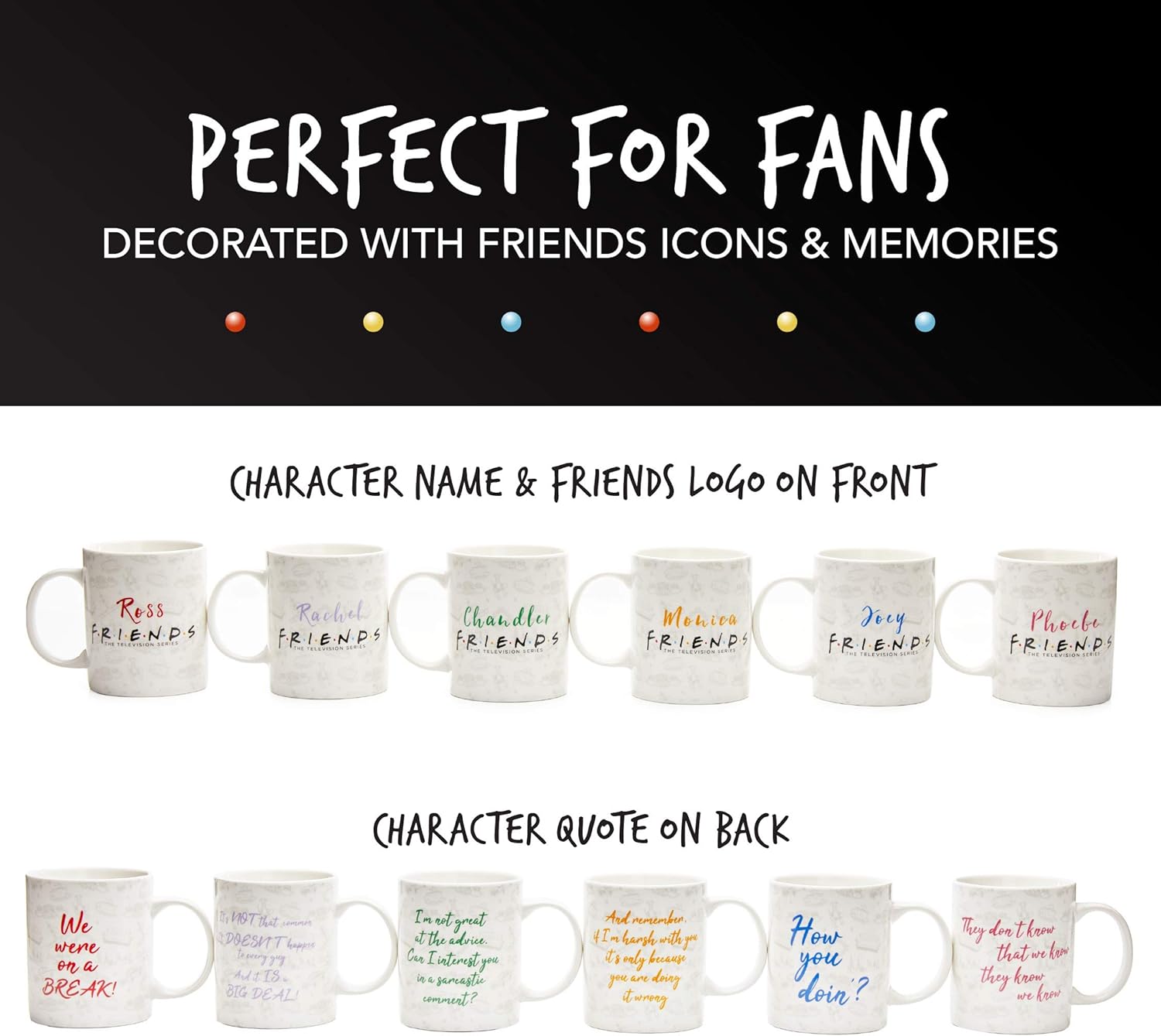 Friends TV Show Coffee Mug Set of 6 Friends Themed Gifts - Officially Licensed Merchandise - Image 3