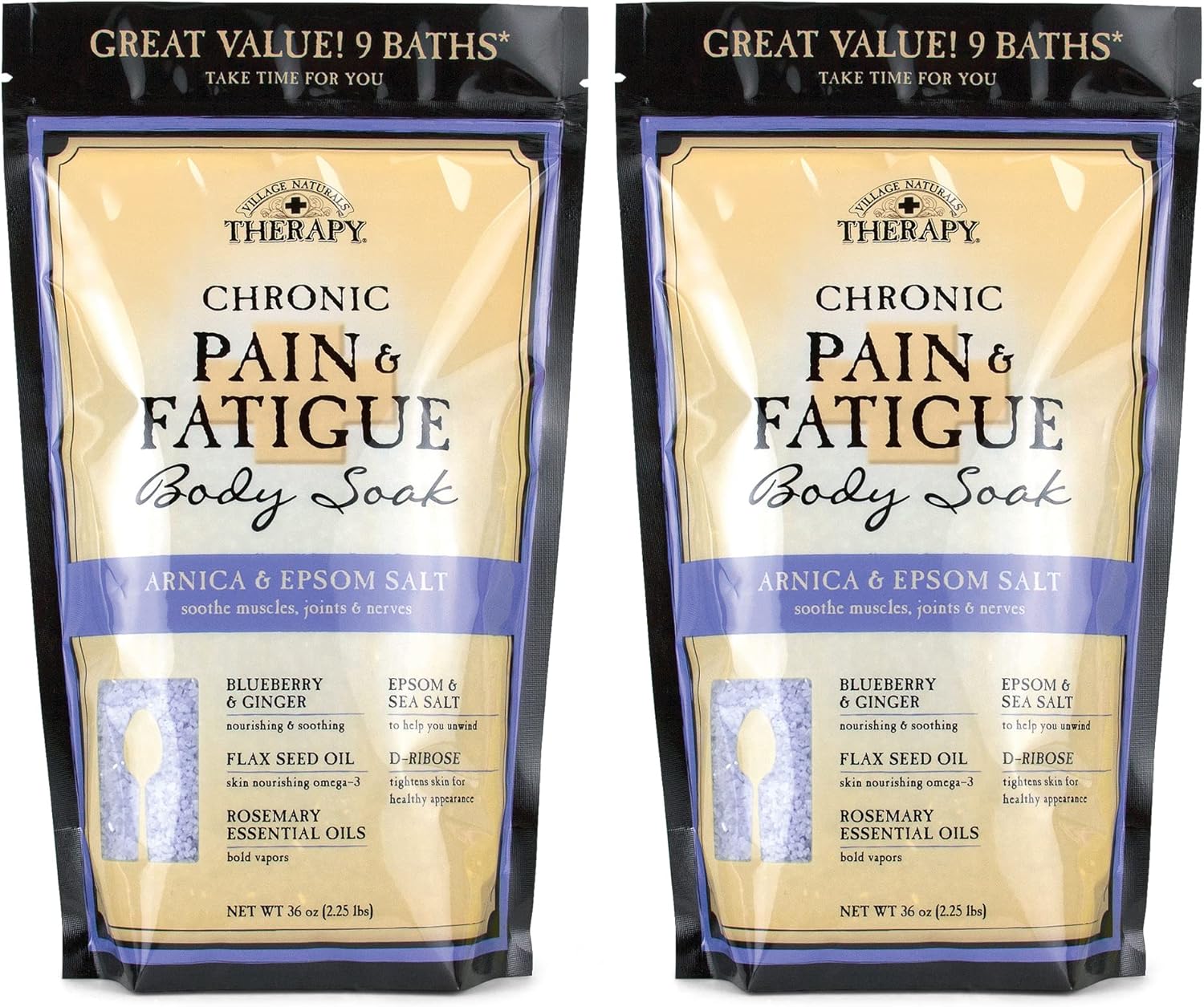 Village Naturals Therapy, Chronic Pain Relief, Bath Soak, 36 oz, Pack of 2 : Beauty & Personal Care