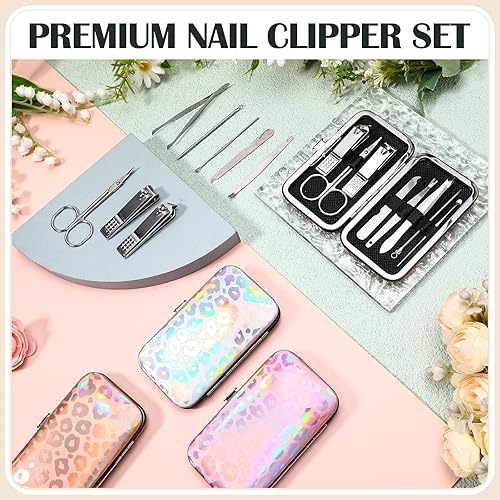 Miniatura 6 de Leriton Juego de 60 juegos de manicura para mujer, kit de manicura a granel, kit de pedicura de acero inoxidable 8 en 1, herramientas de pedicura