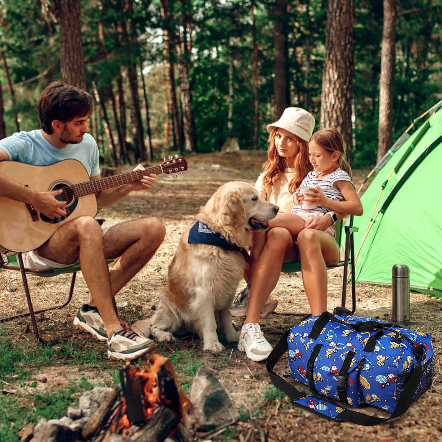 Gym Travel Duffle Bag, Carry On Gymnastics Sports Dance Bag with Shoes Compartment, Cartoon Car Pattern Overnight Weekender Bags for Fitness, Workout - Image 7