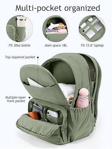 Miniatura 2 de Mochila de viaje para mujer, mochila para laptop de 15.6 pulgadas, mochila universitaria acolchada, lindas mochilas de trabajo, resistente al agua,