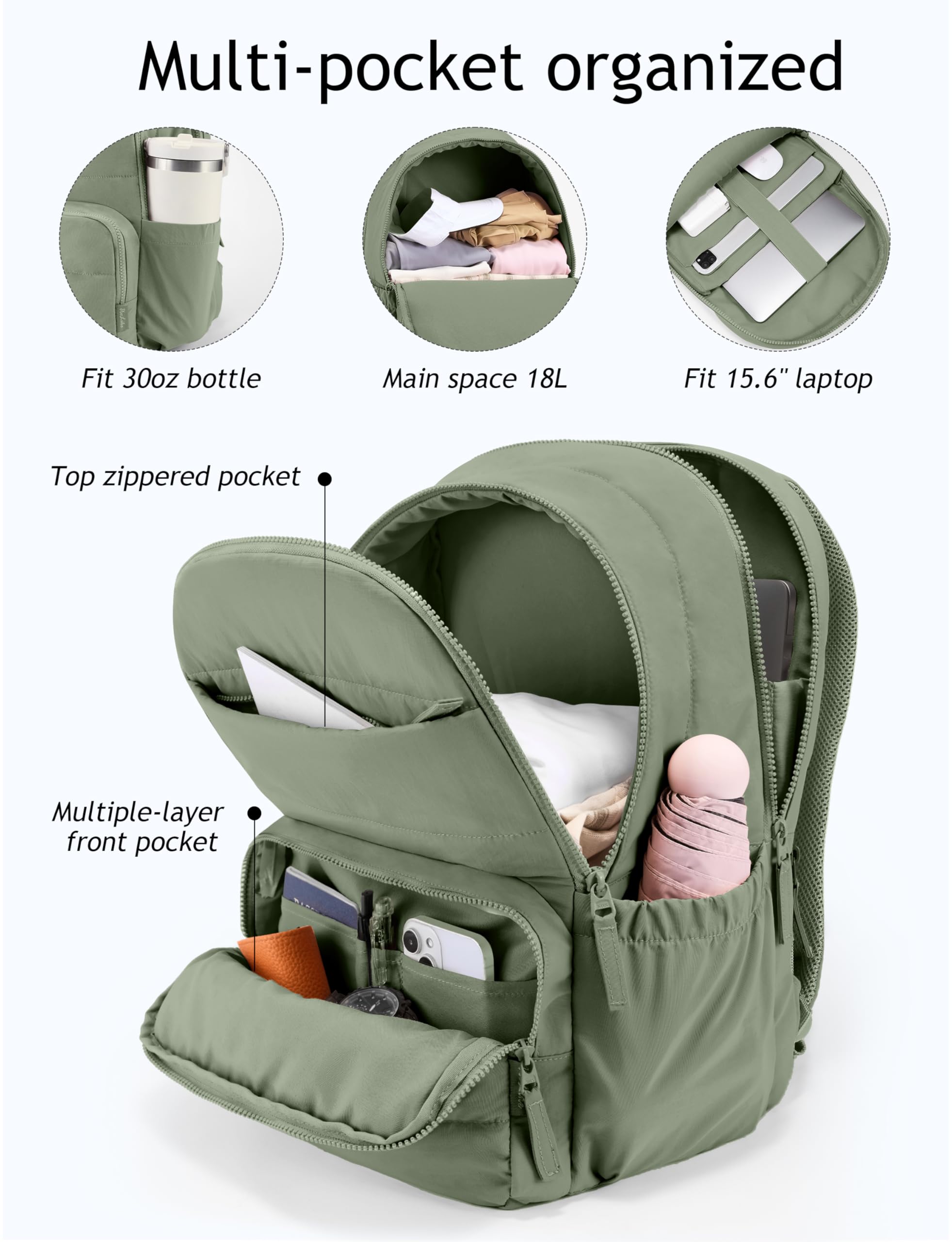 The Uselike women's travel backpack features a stylish quilted exterior and ample organizational pockets.