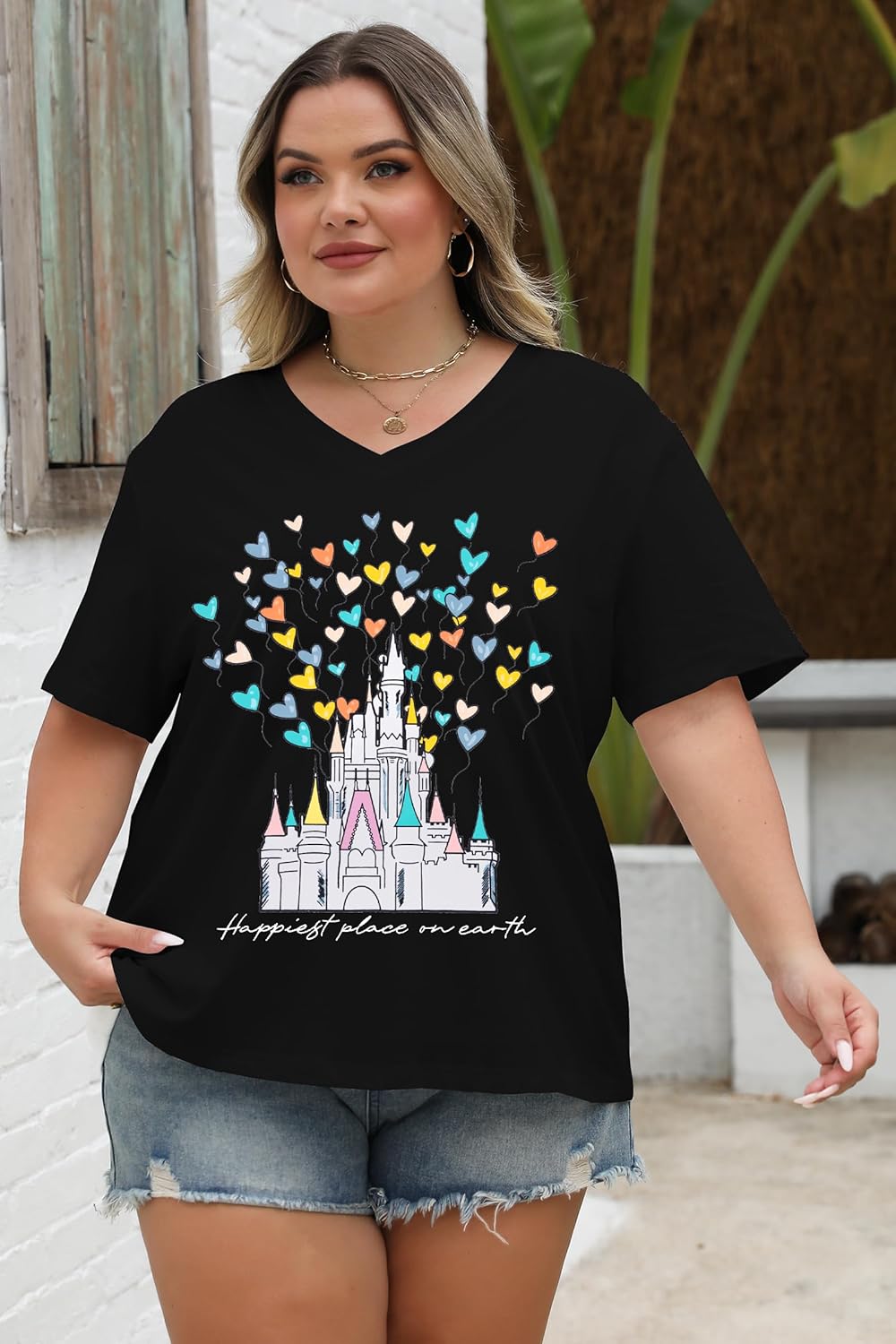 Plus Size Magic Kingdom Shirts for Women Castle Graphic T Shirt Cute Holiday Shirt Princess Tee Funny Vacation Tops - Image 4