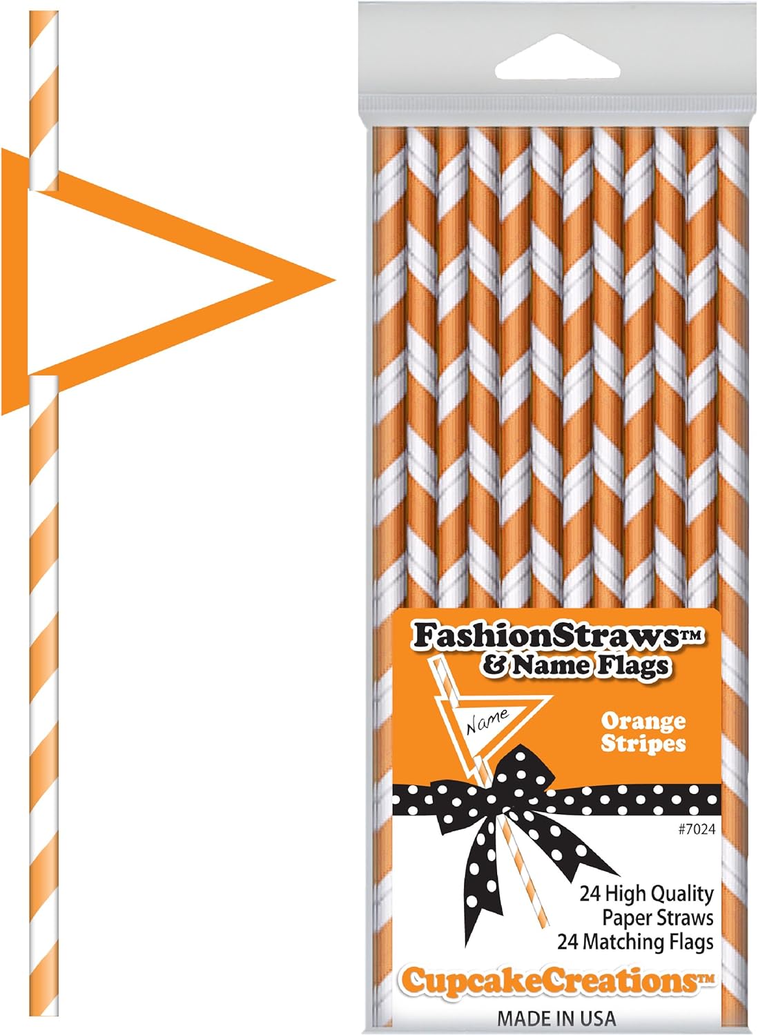 Orange Striped Paper Straws Health & Household