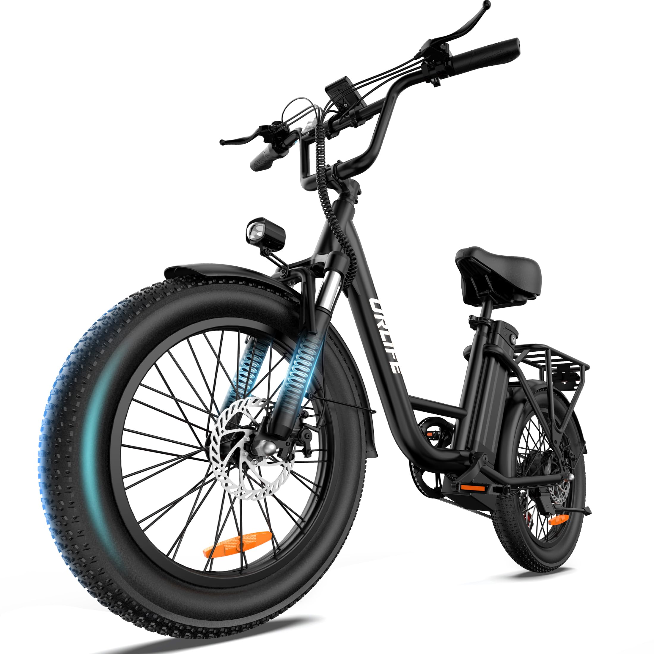 URLIFE Electric Bike for Adult, 20" Fat Tire Electric Bike, 80 Miles Long Range Ebike, 48V 13AH Battery, 7-Speed, Front Suspension All-Terrain E-Bike, UL 2849 Certified