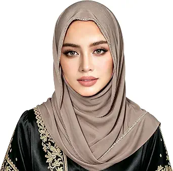 Rhinestone Chiffon Muslim Hijab Scarf, 71x33 inches