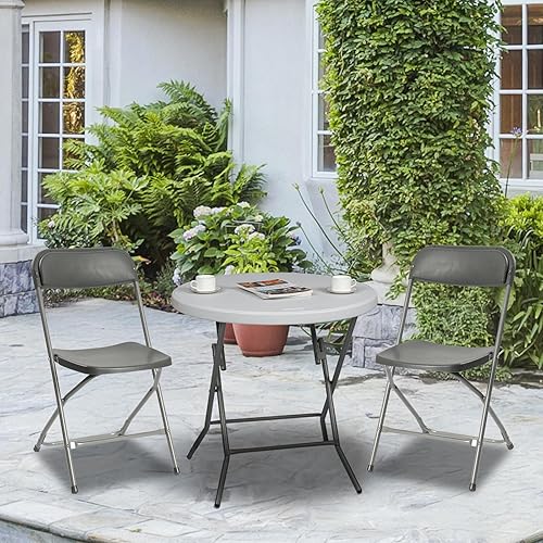 Miniatura 2 de Paquete de 10 sillas plegables de plástico, sillas de fiesta portátiles, asientos comerciales apilables con marco de acero para el hogar, oficina,