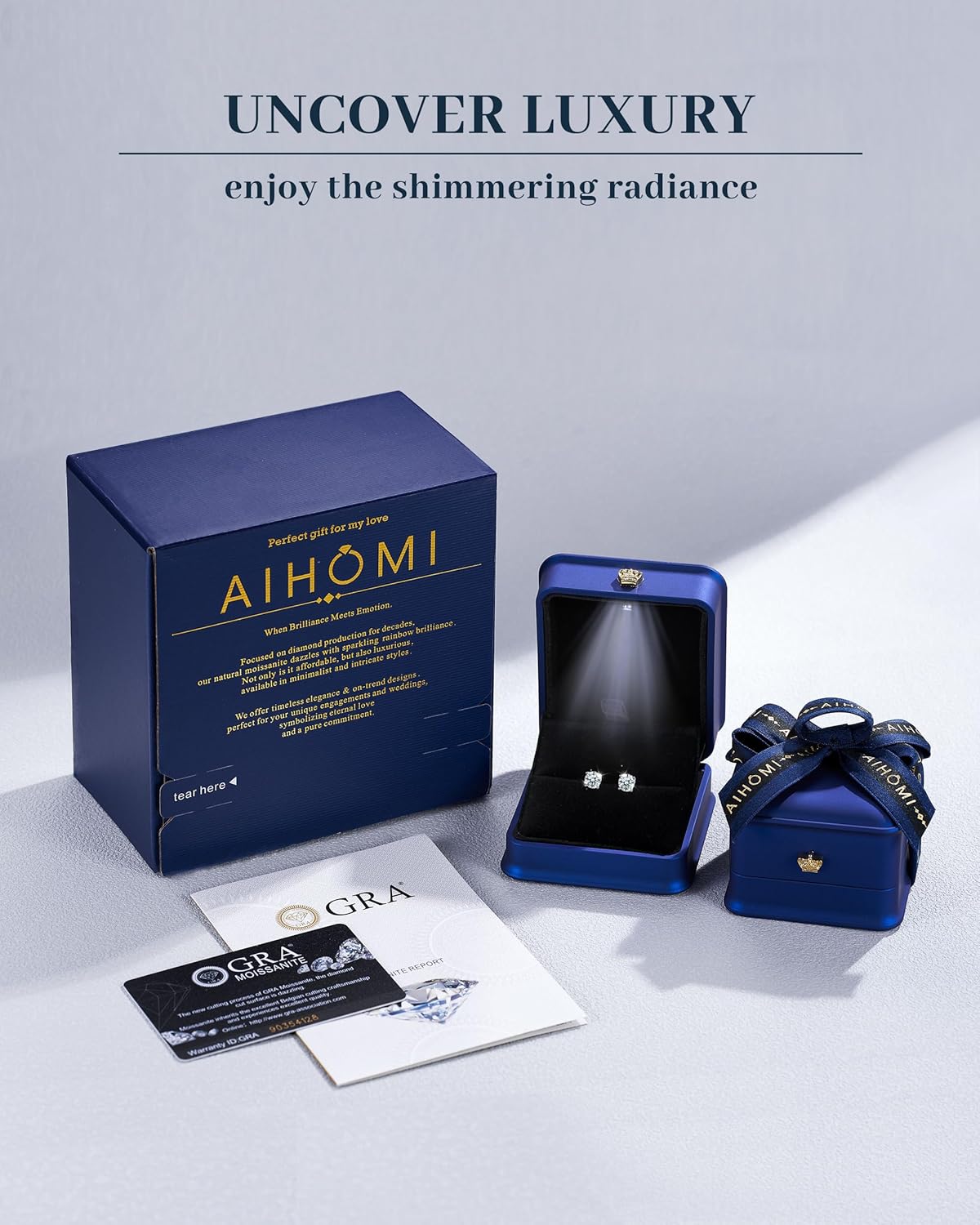 Moissanite Stud Earrings for Women 1/2CT Hypoallergenic 18K White Gold Plated Solid 925 Sterling Silver Flat Back Earring for Women Men, 1 Pair D Color VVS1 Clarity Round Lab-Created with Box