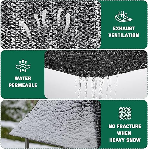 Miniatura 6 de Kesfitt Tela de sombra 70% para jardín, red resistente de 10 x 20 pies, lona de malla con material de polietileno de alta densidad y ojales