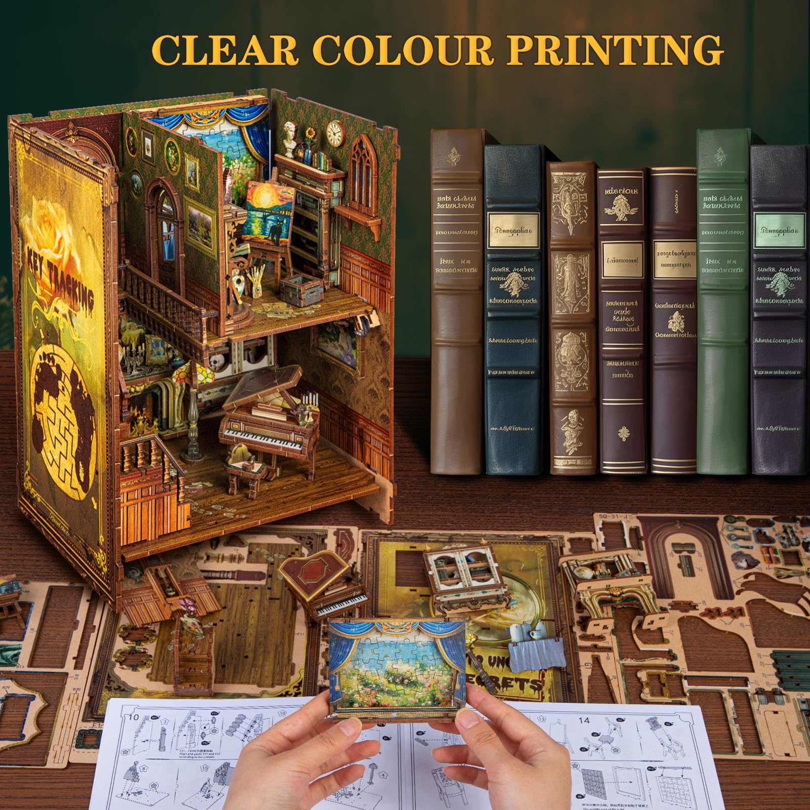 Cutebee Diy Livro Nook Kit Casa Em Miniatura Transparente Capa De Poeira Para Eterna Livraria