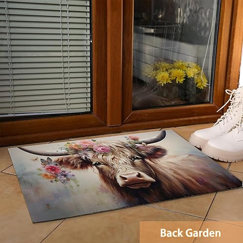Miniatura 9 de Mogifedc Tapete de bienvenida para puerta delantera, diseño de pantuflas con huellas, decoración de interiores, entrada, interior, antideslizante,