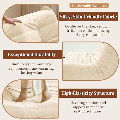 Miniatura 4 de Puf, sofá biplaza para adultos, puf de 2 plazas para adolescentes con espuma de alta resistencia, puff de espuma viscoelástica para sala de estar,