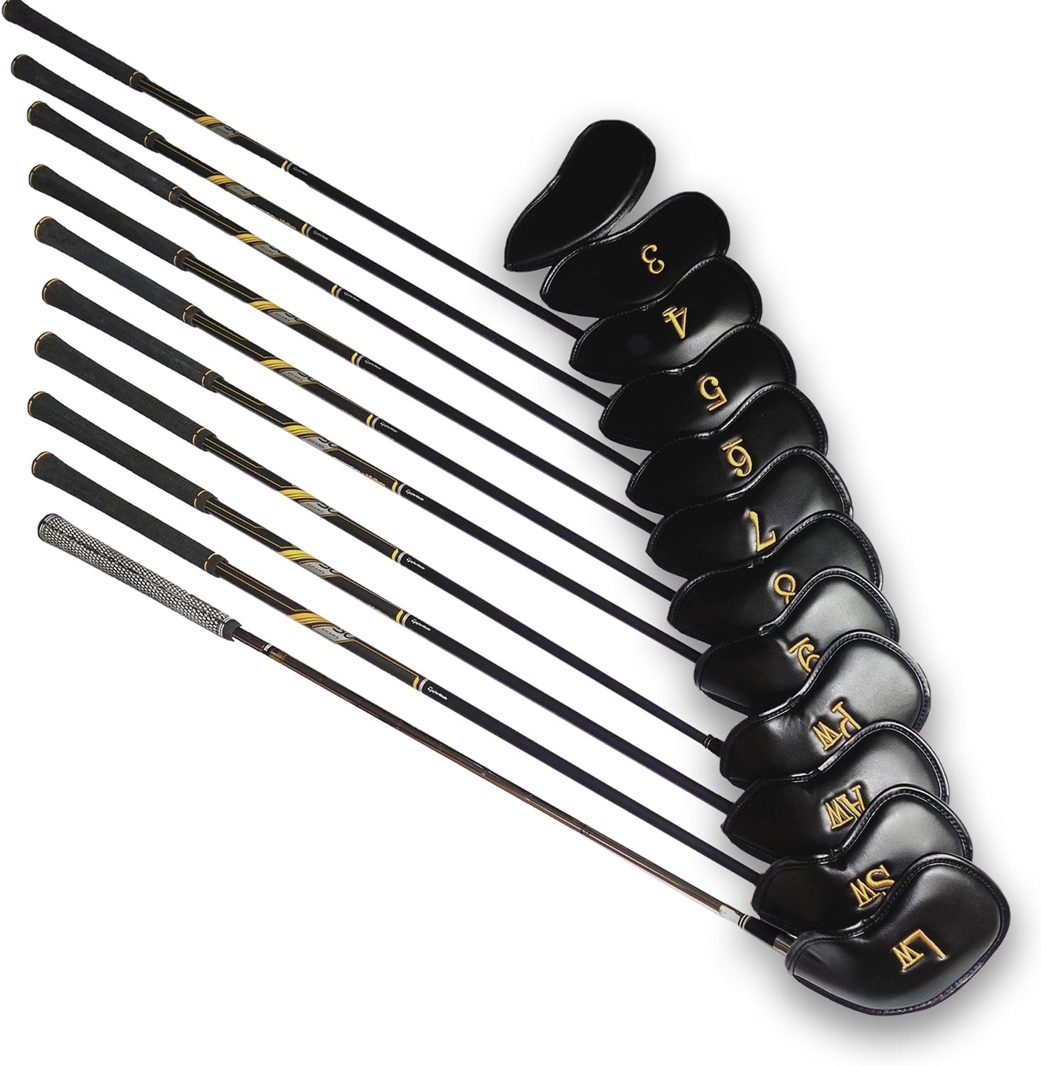 Golf iron club head covers set PU leather golf iron covers - Attractively embroidered golf iron club covers - Suitable for right/left handed ladies' and gentlemen's clubs