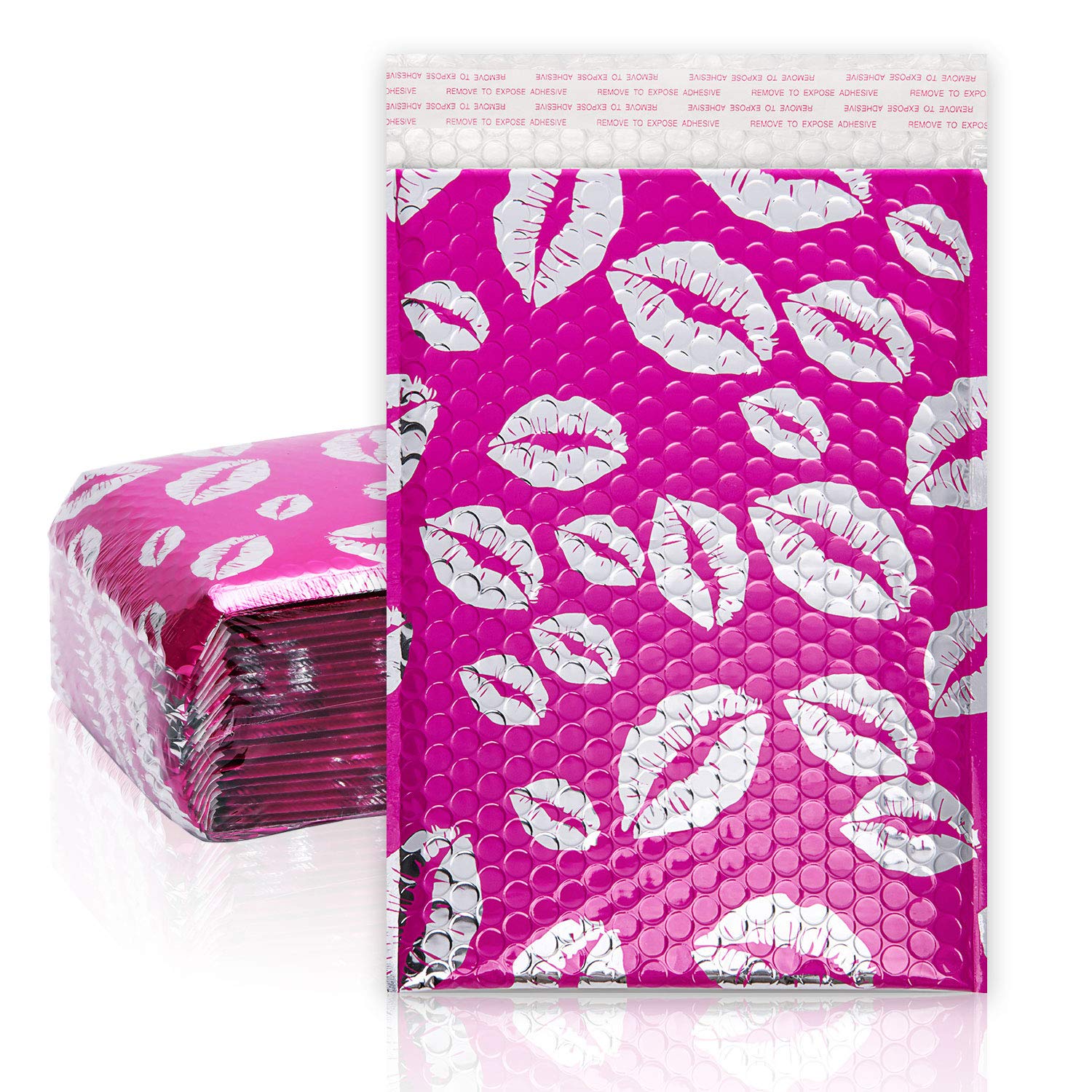 25pcs 7x10" Lover Lip Kisses for Cosmetics Jewelry Mothers Day Gift Valentines Presents Birthday Gifts Padded Envelopes Self Seal Waterproof - TONESPAC (Rose Pink Color) — image 1