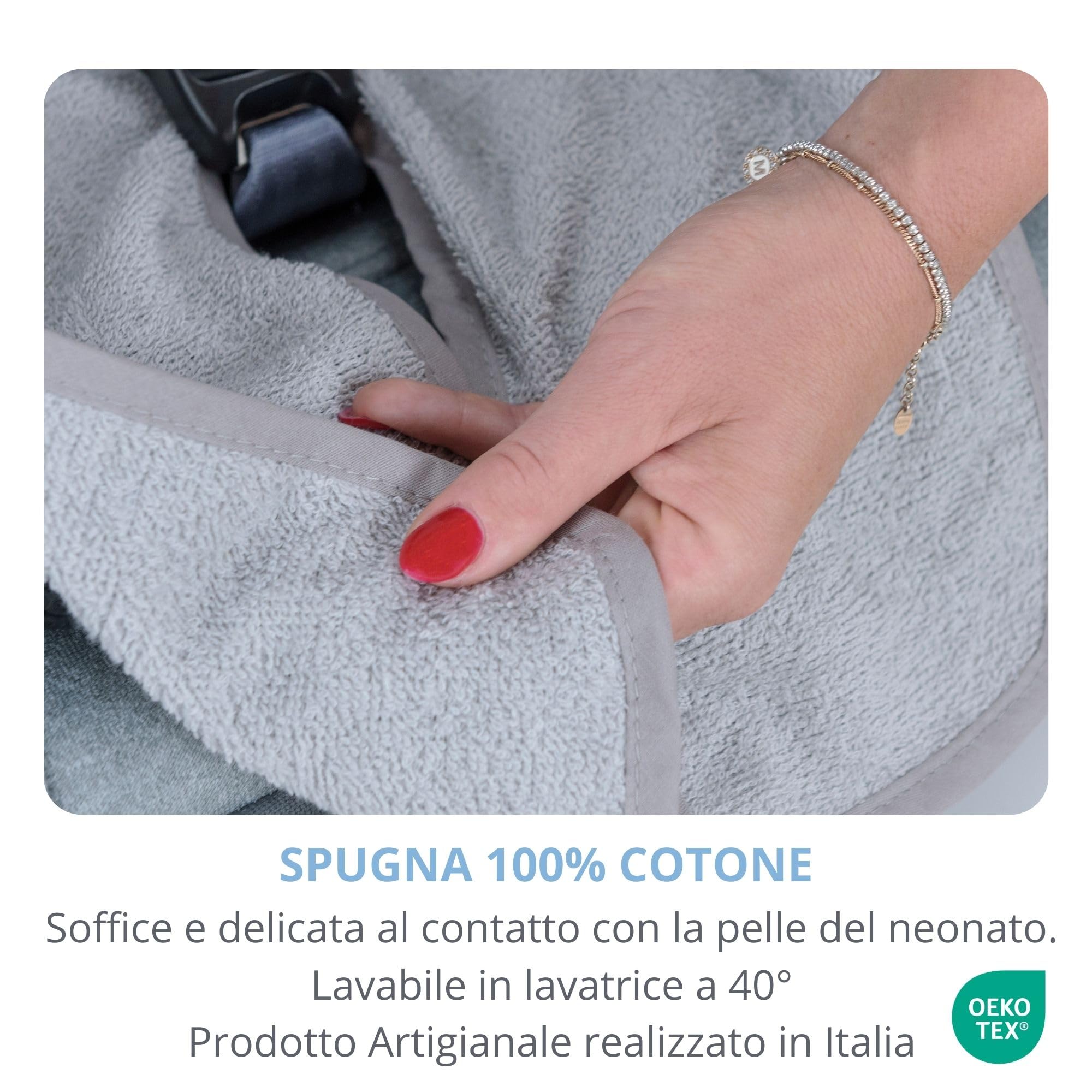 Babysanity spugna copri ovetto seggiolino 0-13 Kg cotone 100% adattabile alla maggior parte di ovetto in commercio (BIANCO COTONE)