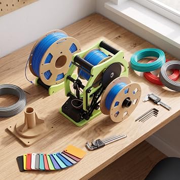 Electric Filament Spool Winder, Automatic Respooling Rewinding Machine for 3D Printing Workshop Hobbyists PTEF Alloy White 27.5 x 13 x 25.5cm 1 Pack