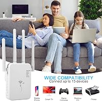 Aenxwa 1200 Mbit/s WiFi Jelerősítő, 5G & 2.4G Dual Band Repeater, LAN Csatlakozással, 360° Lefedettség, 35 Eszközhöz, 9200m²-ig 5