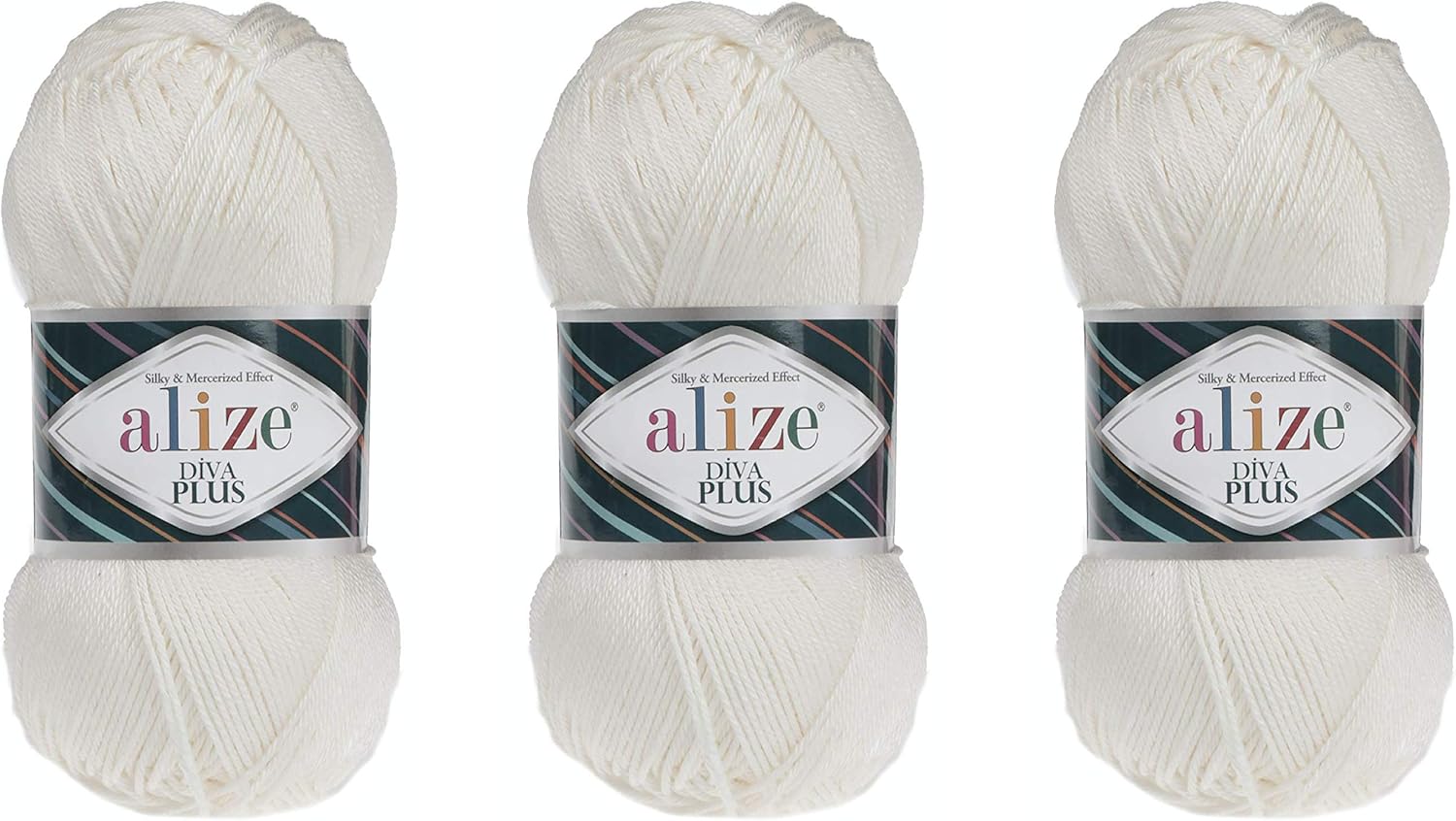 Alize Diva Plus Silk 100% Microfiber Acrylic and Mercerized Effect Knitting 3 DK & Light Worsted Crochet Yarn Lot of 3 Ball skeins 300gr 721 yds (548 - Yellow)