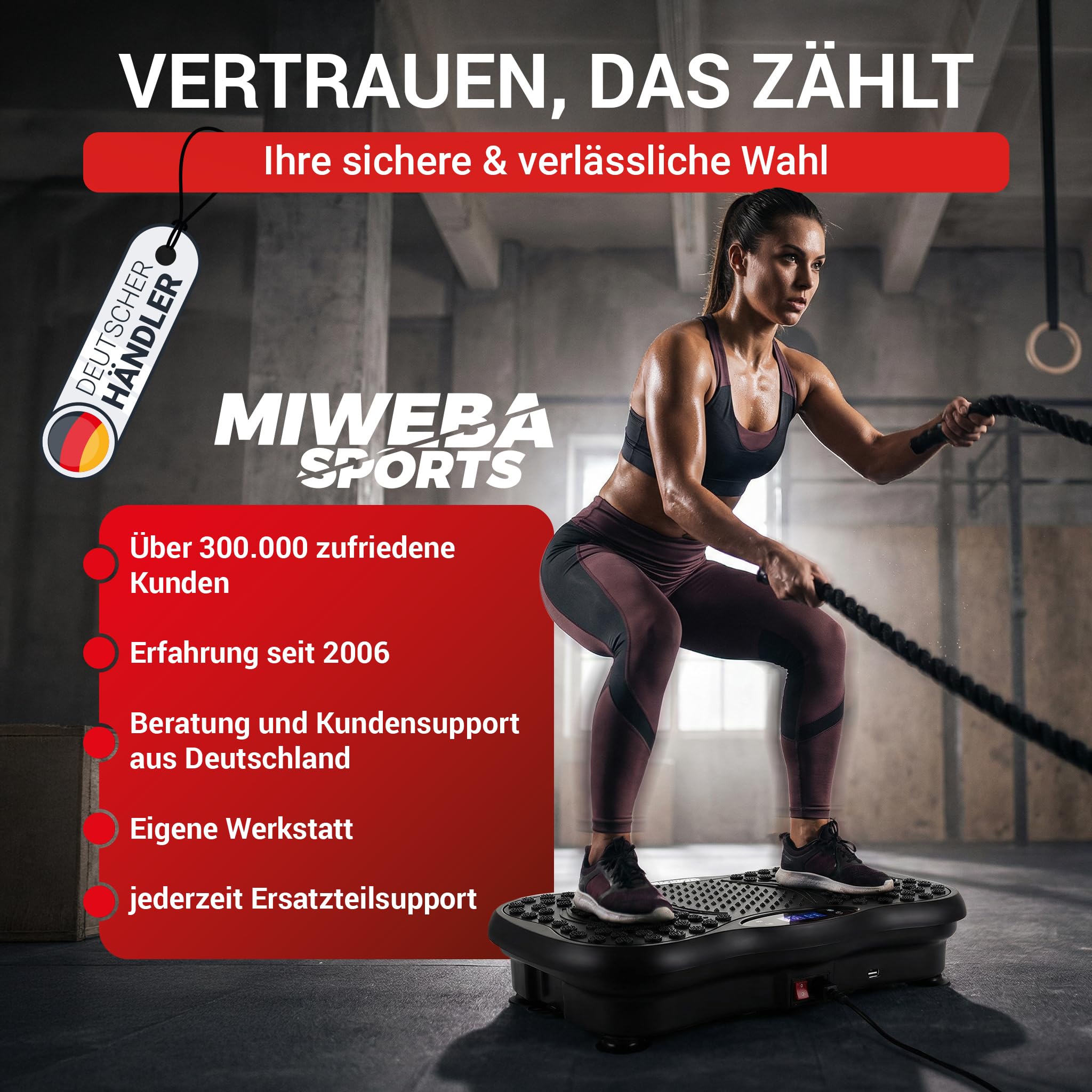 Miweba Sports Vibrationsplatte | 𝟓 𝐉𝐀𝐇𝐑𝐄 𝐆𝐀𝐑𝐀𝐍𝐓𝐈𝐄 - Massagegerät - Abnehmen - Fitnessgeräte für Zuhause - Fitness - Vibration Plate - Fettverbrenner - Muskelaufbau - Workout