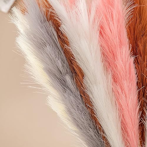 Miniatura 7 de INIFLM 5 piezas de decoración de hierba de pampa sintética, ramas de caña artificiales de 30 pulgadas de alto, nueces de decoración de hierba de