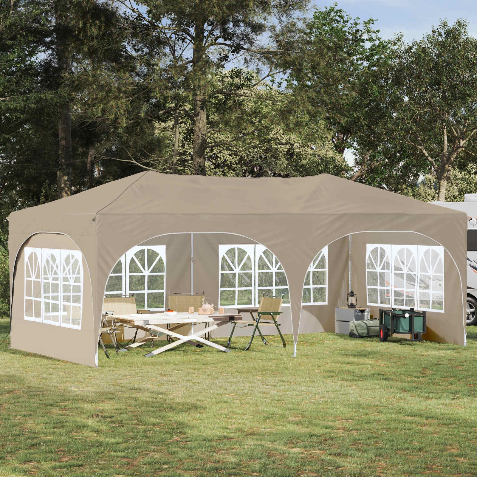Carpa para fiestas 6x3m plegable de color crema para bodas y eventos en el jardín