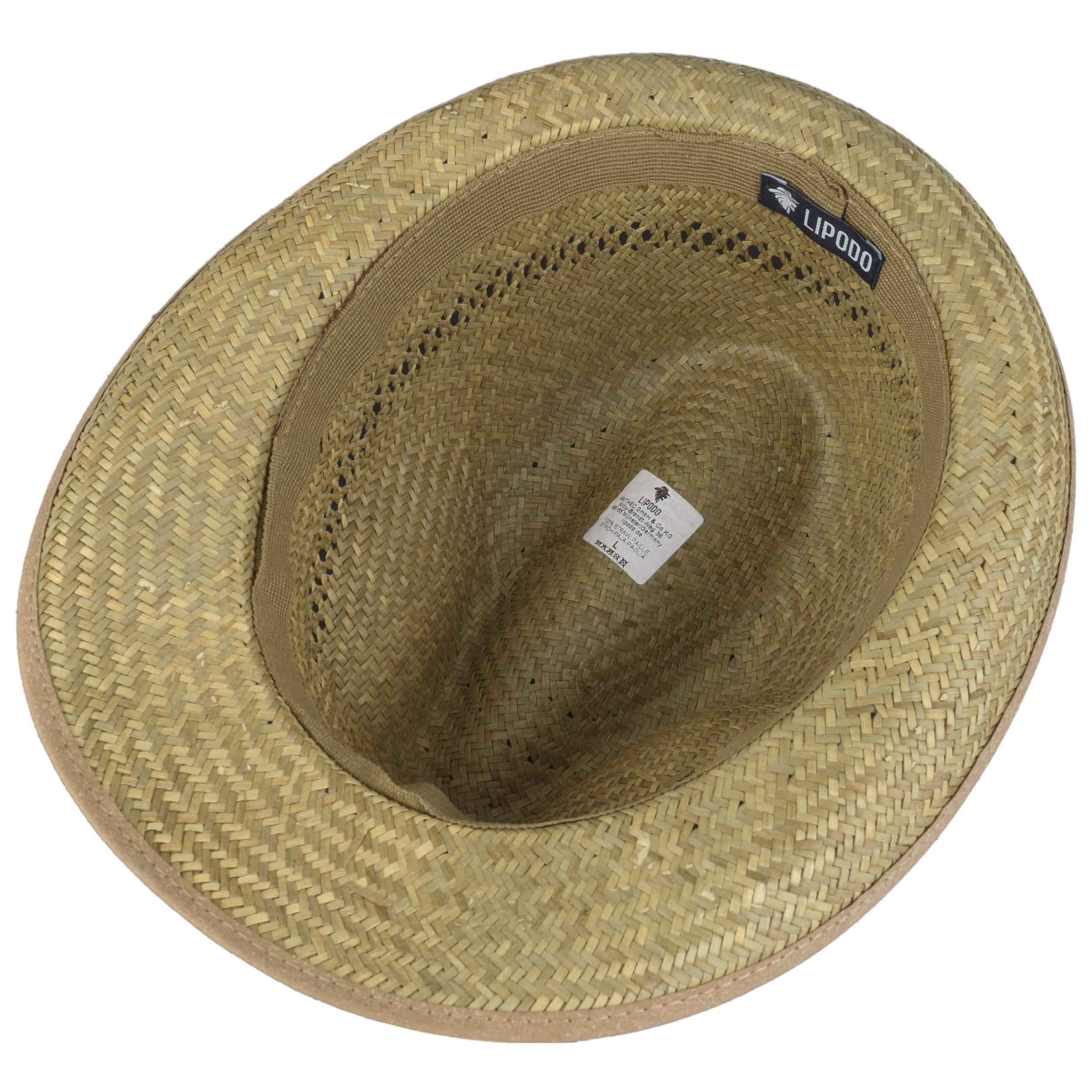 Lipodo Classic Trilby Strohhut Ripsband Uni einfarbig Made in Italy Damen und Herren Frühling Sommer