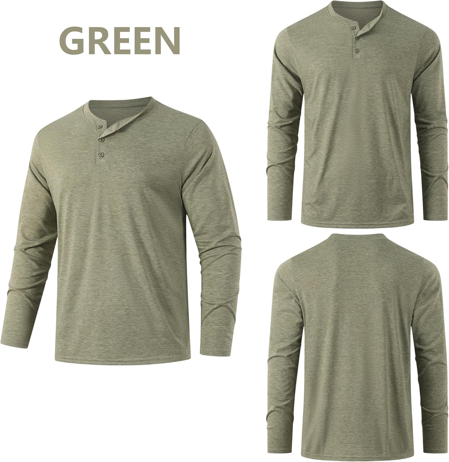 Men's Henley Long Sleeve Shirt Casual T-Shirts Lightweight Pullover Tee Classic Button Down Tops for Work Leisure - Image 4