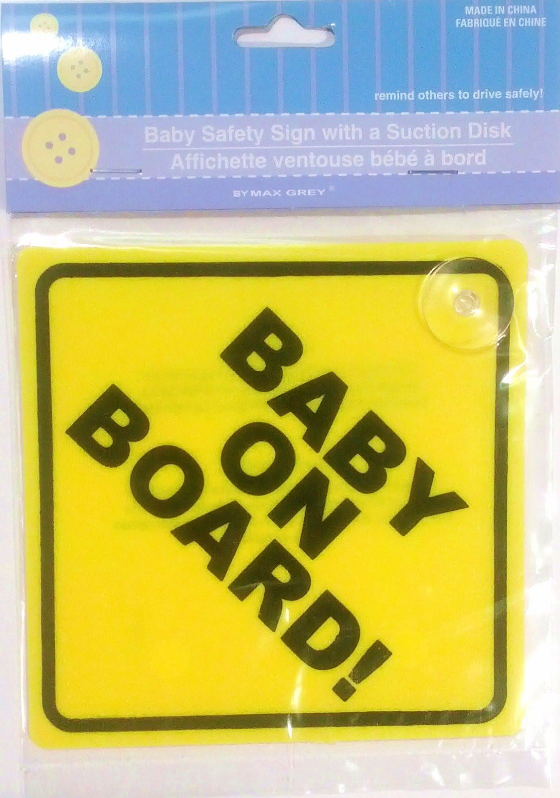 Baby Safety Sign with a Suction Disk "BABY ON BOARD"