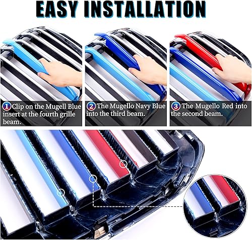 Miniatura 3 de KUNGKIC Tiras de ajuste para parrilla delantera para 2019-2022 G07 X7 7 7-Beam Accesorios de cubierta de ajuste exacto estilo deportivo 3 piezas