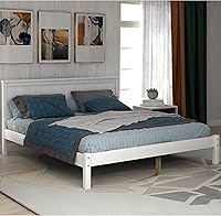 Vista 14 de Wood Bed Frame with Headboard,Wooden Twin Size Platform Bed with 11.8''H Under Beds Storage Space,Mid Century Modern Platform Beds with Wood Slat