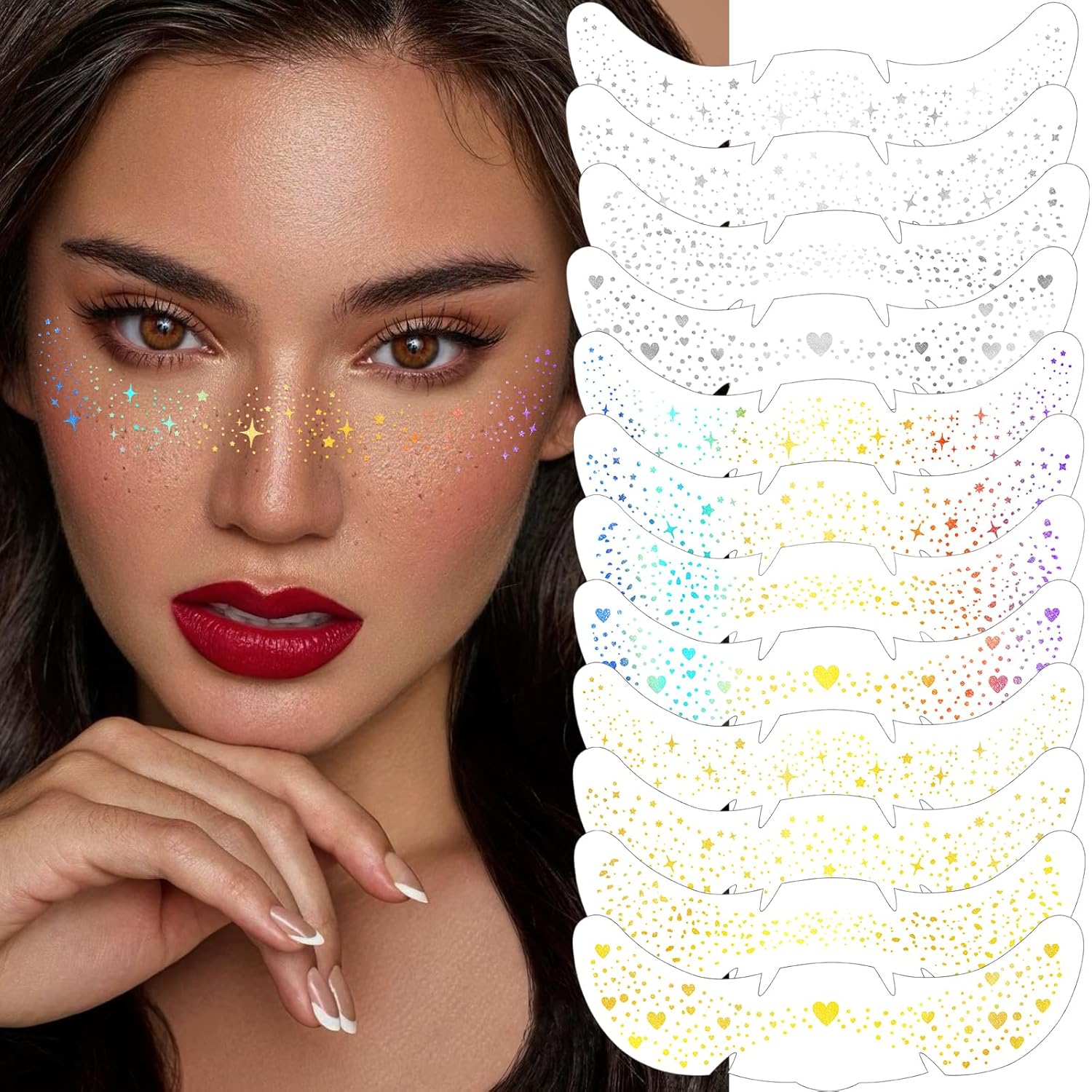 HyperFun 12Pcs Face Glitter Freckles, Face Glitter...