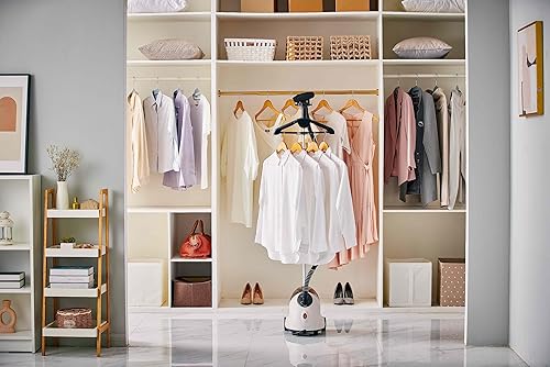 Miniatura 4 de SALAV® Vaporizador de ropa de pie con ruedas enrollables para un fácil movimiento con 5 piezas de vaporizador de ropa, solución descalcificadora,