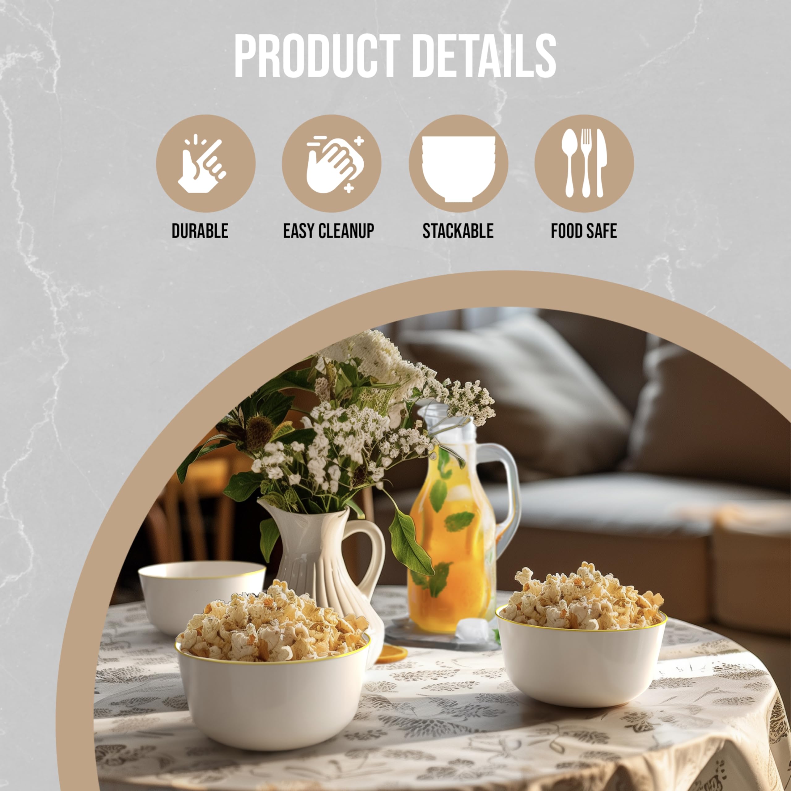 Trendables 24oz Disposable Bowls - Elegant Serving -7