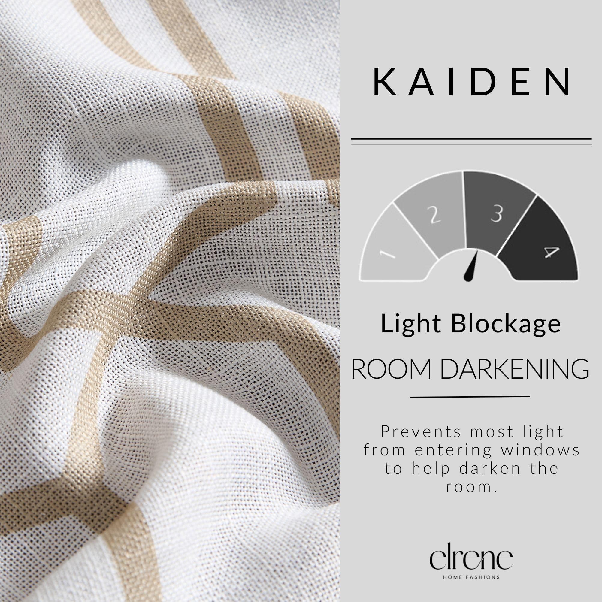 Elrene Home Fashions Kaiden Rideau de fenêtre occultant géométrique, Panneau Simple, 132,1 cm de Large x 213,4 cm de Long (1 Panneau), Taupe