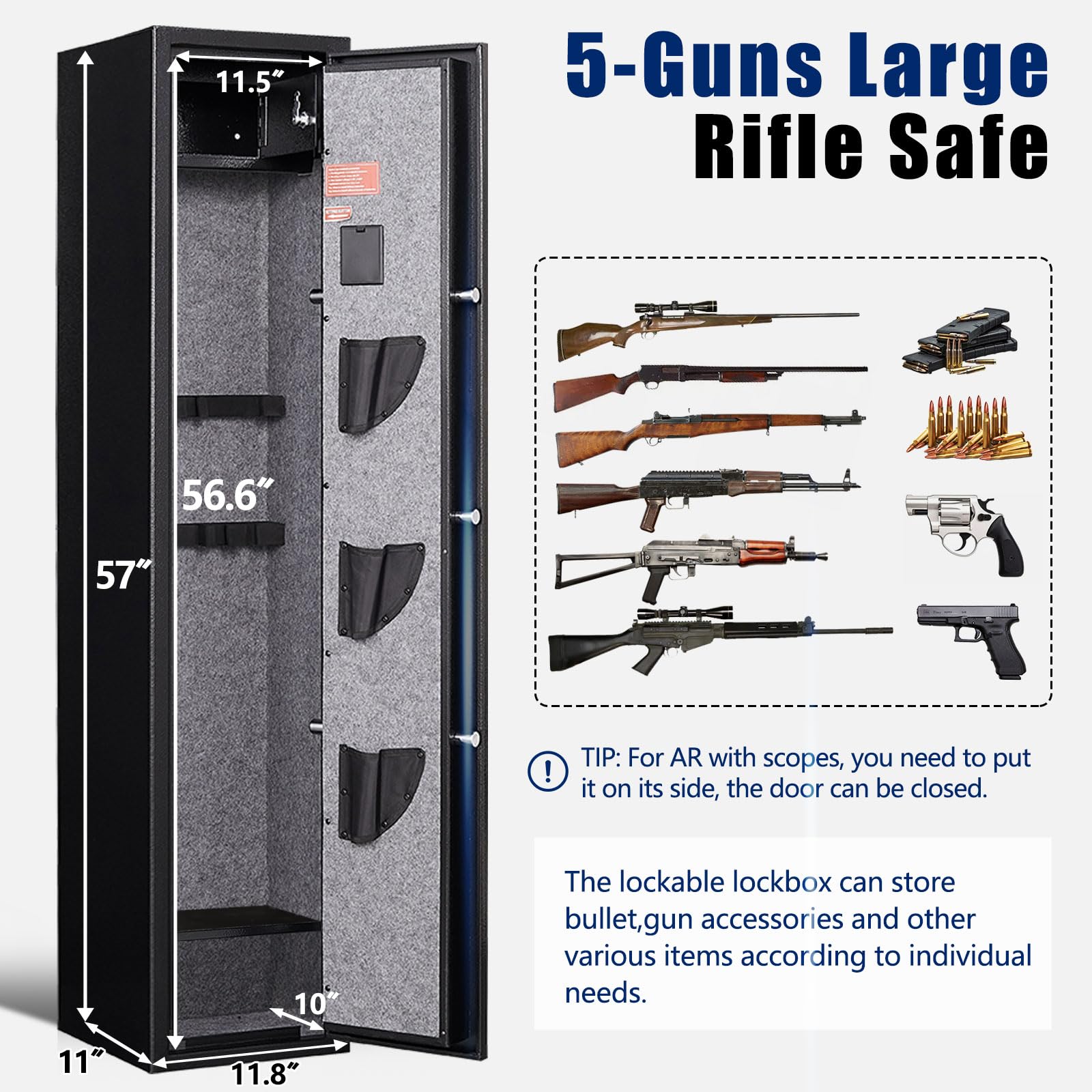 Snapklik.com : SAPITAL 5 Gun Safe, Rifle Safe, Gun Safes For Home Rifle ...
