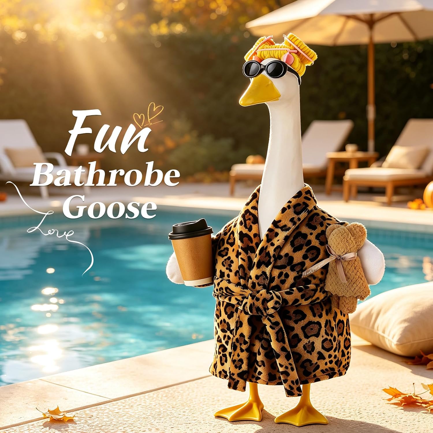 Brown Porch Goose Outfits for 23 Inch Goose,Spa Bathrobe with 4 PCS Accs image 4