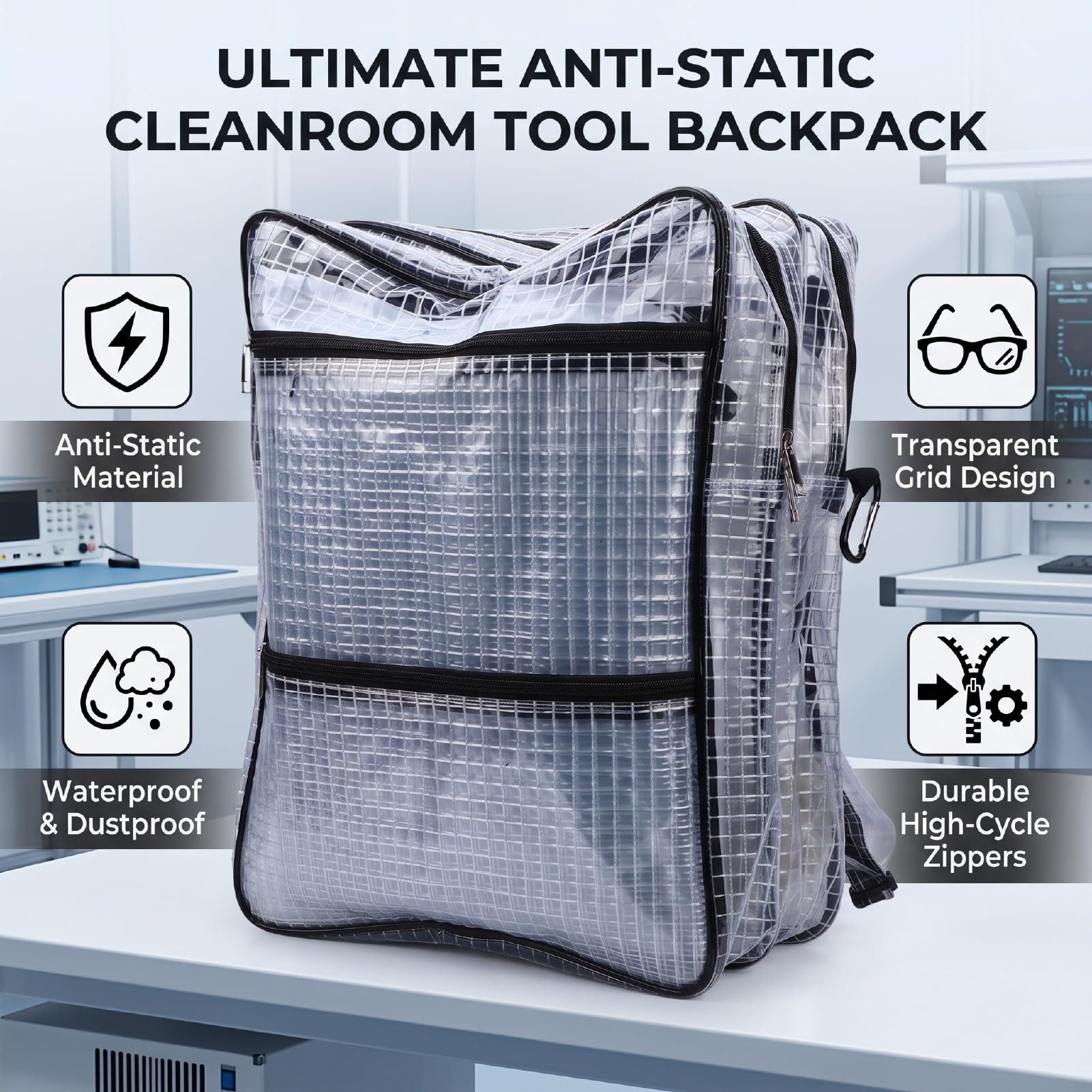 Fockety Przezroczysty plecak narzędziowy, czarny