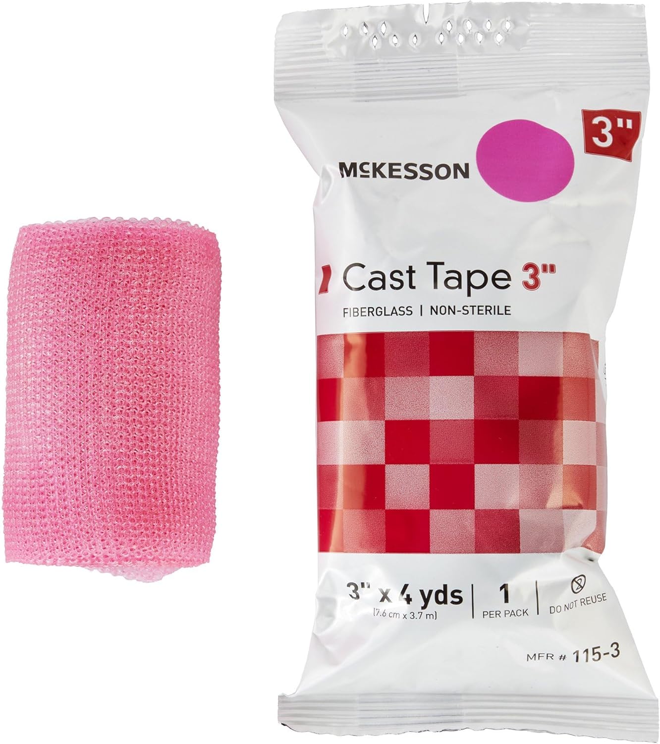 McKesson Cast Tape, Fiberglass, Pink, 3 in x 4 yds, 1 Count, 10 Packs, 10 Total