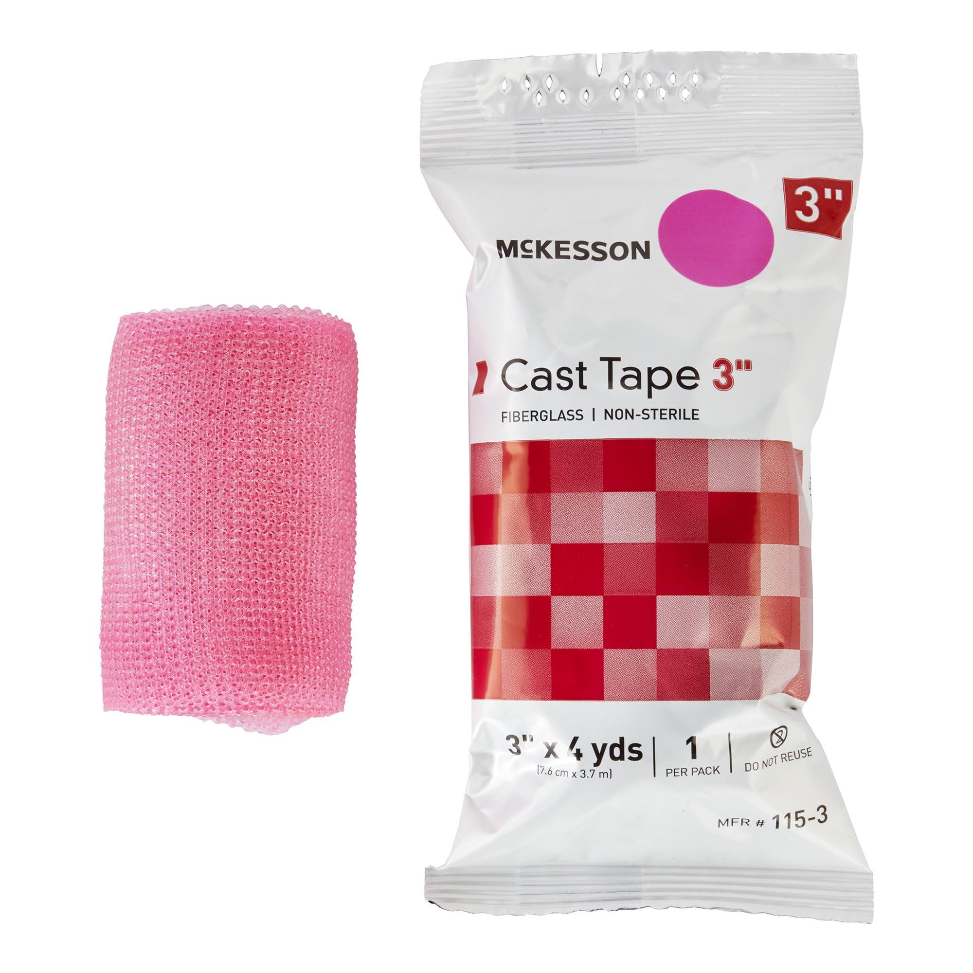 McKesson Cast Tape, Fiberglass, Pink, 3 in x 4 yds, 1 Count, 10 Packs, 10 Total