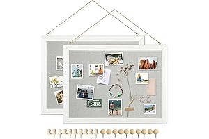 Framed Bulletin Cork Board (Grey) [Linen] Perfect for Home Office or Kitchen (2-Pack)