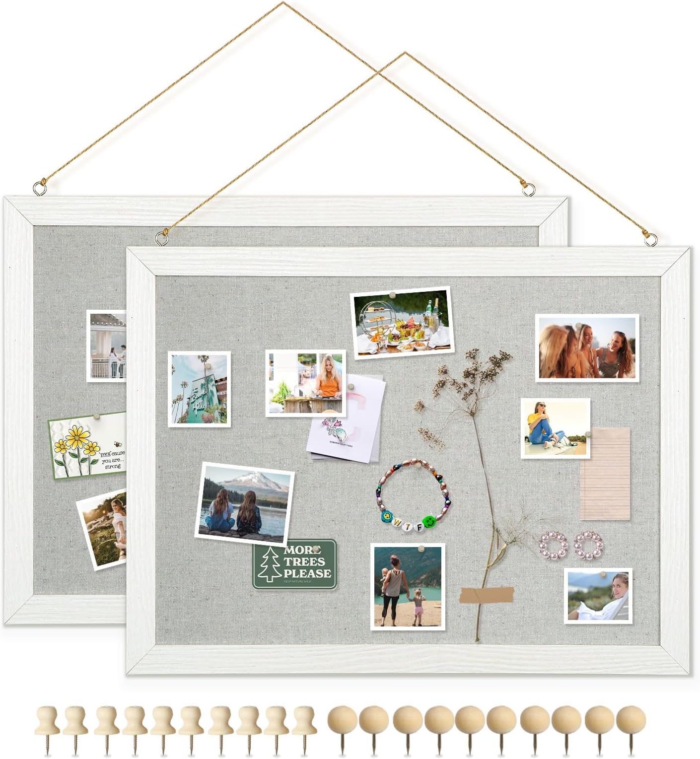AMUSIGHT 2Pack Cork Board with Linen, 16" x 12" Hanging