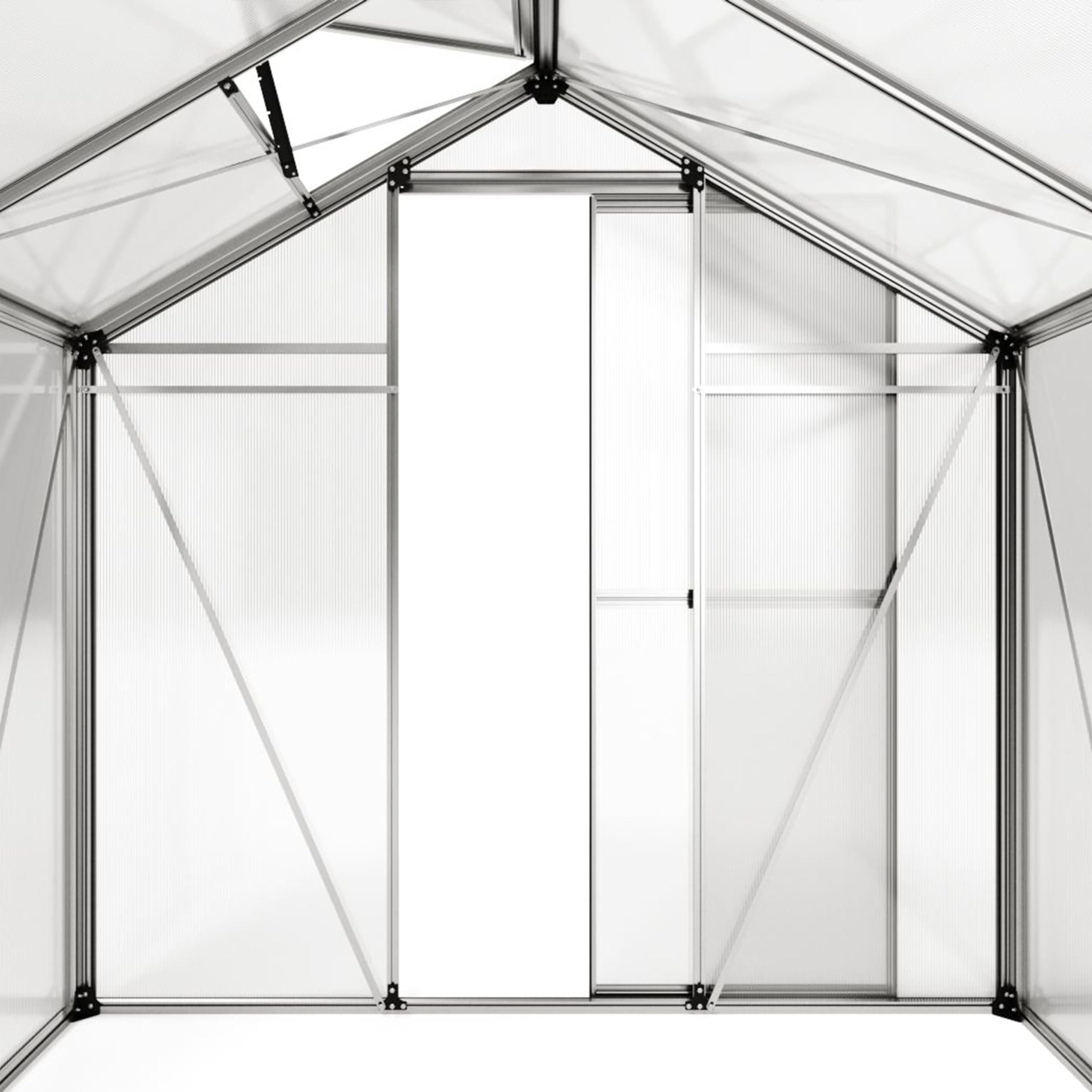 GFP Gewächshaus Jasmin 3 Alu-Rahmen 192 x 192 cm Polycarbonat Platten - mit Fundamentrahmen & automatischem Fensteröffner