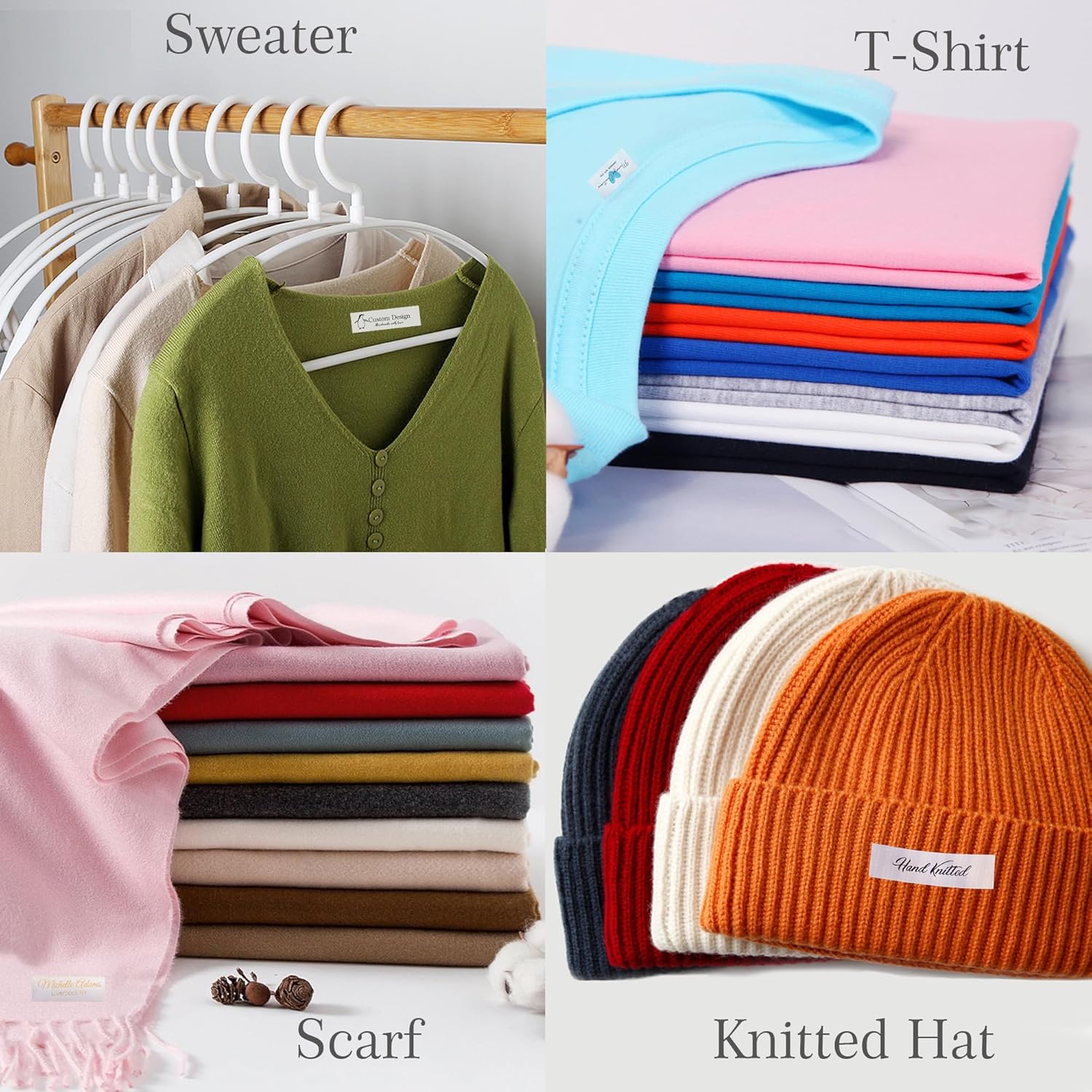 200pcs Custom White Handmade Polyester/Satin Clothing Sewing Fabric Tags Labels for Garment, Quilt, Knitting, Handmade Items (0.98''×3.15''(25×80mm))