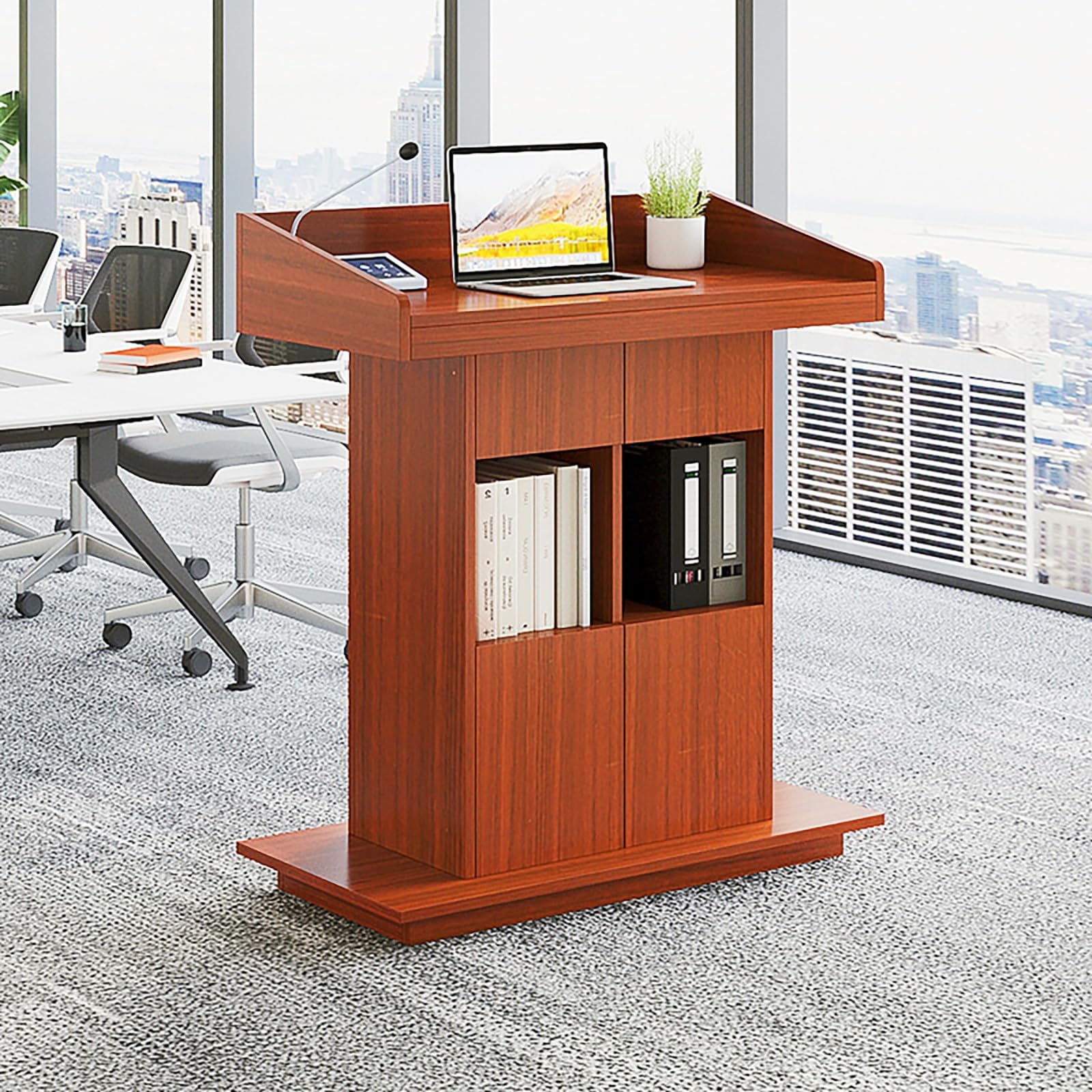 Generisch Rednerpult aus Holz mit Ablagen und Schubladen, vielseitiger Stehtisch mit integriertem Stauraum für Hochzeiten, Klassenzimmer und Präsentationen – Robustes und stilvolles Design