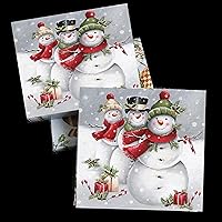 Vista 2 de Servilletas de muñeco de nieve de Decoupage de 20 quilates, 13 x 13 pulgadas, servilletas de papel de Navidad para niños, desechables, sonrisa linda